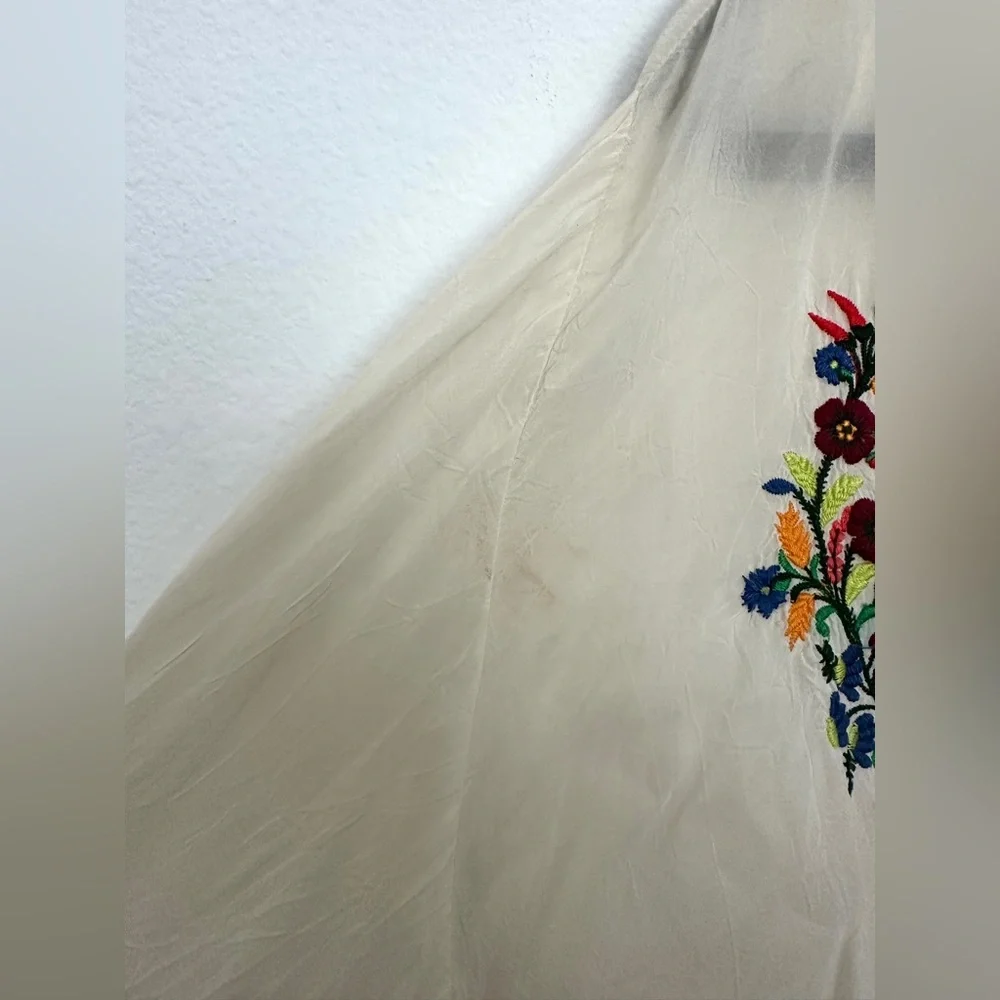 Johnny Was Ivory Floral Embroidered Tunic Top Womens  Cupra Sheer 2X - Picture 9 of 14